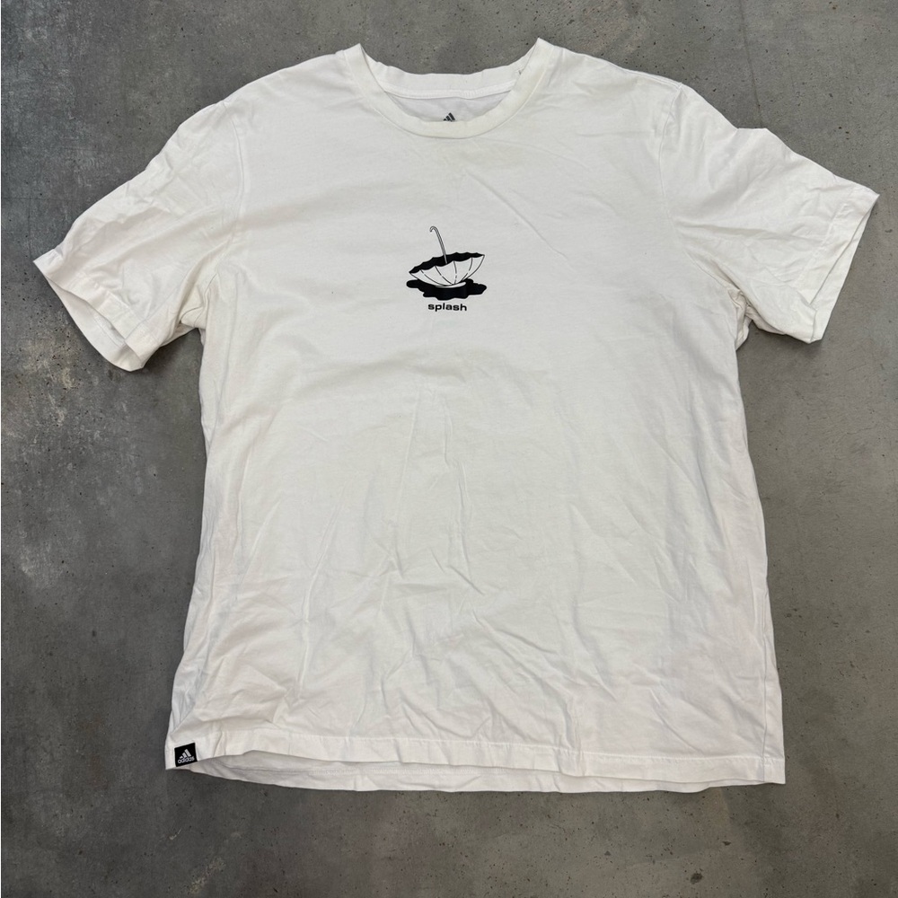 Adidas Men’s White Graphic T-Shirt Umbrella “Splash” Print Size XL